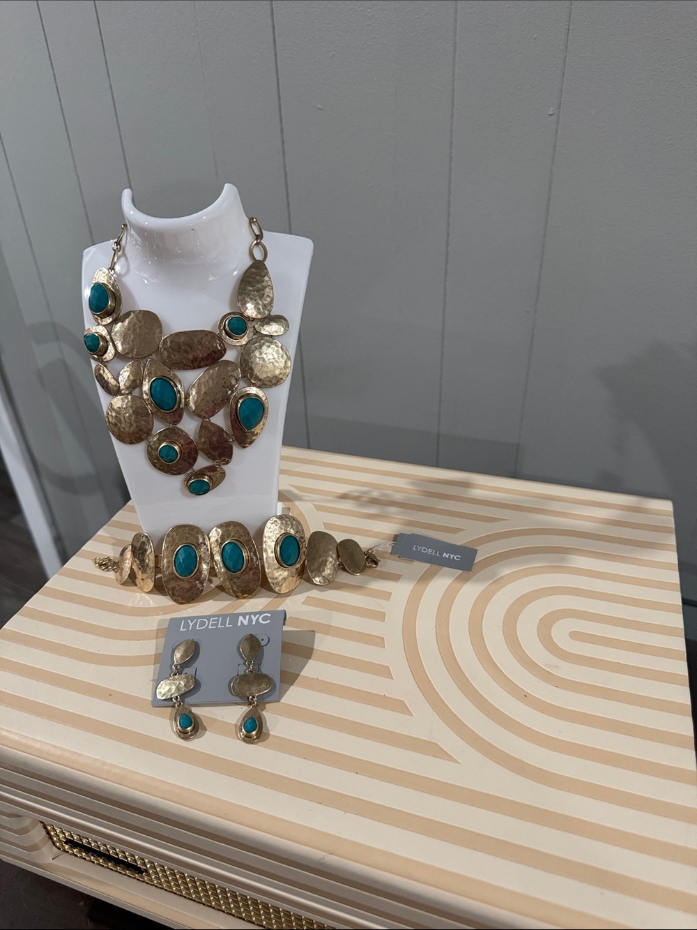 Lydell NYC Gold-Tone Necklace, Bracelet & Earring Set with Turquoise Accents